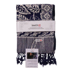 Hand Dyed Batik Scarf, 100% Cotton, Scarves, Bandana, Wrap , Blue Leaves - Che Cose Belle
