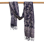 Hand Dyed Batik Scarf, 100% Cotton, Scarves, Bandana, Wrap , Blue Leaves - Che Cose Belle
