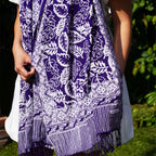 Hand Dyed Batik Scarf, 100% Cotton, Scarves, Bandana, Wrap , Blue Leaves - Che Cose Belle
