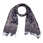 Hand Dyed Batik Scarf, 100% Cotton, Scarves, Bandana, Wrap , Blue Leaves - Che Cose Belle
