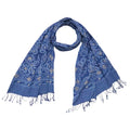 Hand Dyed Batik Scarf - Soft Cotton, Blue Roses, White, Floral, Flower - Che Cose Belle