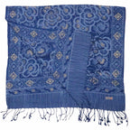 Hand Dyed Batik Scarf - Soft Cotton, Blue Roses, White, Floral, Flower - Che Cose Belle