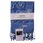 Hand Dyed Batik Scarf - Soft Cotton, Blue Roses, White, Floral, Flower - Che Cose Belle