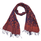 Hand Dyed Batik Scarf, Soft Cotton, Mangosteen, Blue, Pink, Fruit, Floral - Che Cose Belle