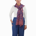 Hand Dyed Batik Scarf, Soft Cotton, Mangosteen, Blue, Pink, Fruit, Floral - Che Cose Belle