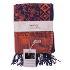 Hand Dyed Batik Scarf, Soft Cotton, Mangosteen, Blue, Pink, Fruit, Floral - Che Cose Belle
