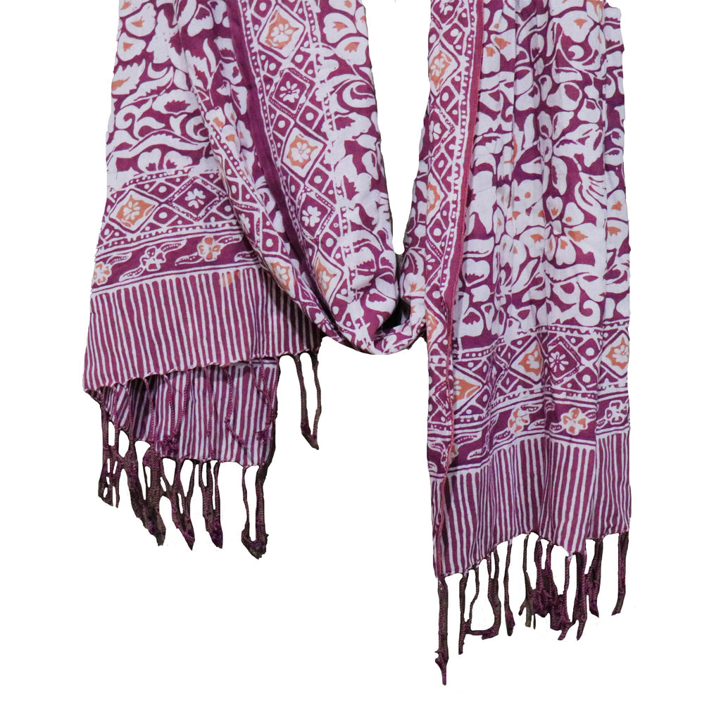 Hand Dyed Batik Scarf - Soft Cotton - Plum Haze, Purple - Che Cose Belle