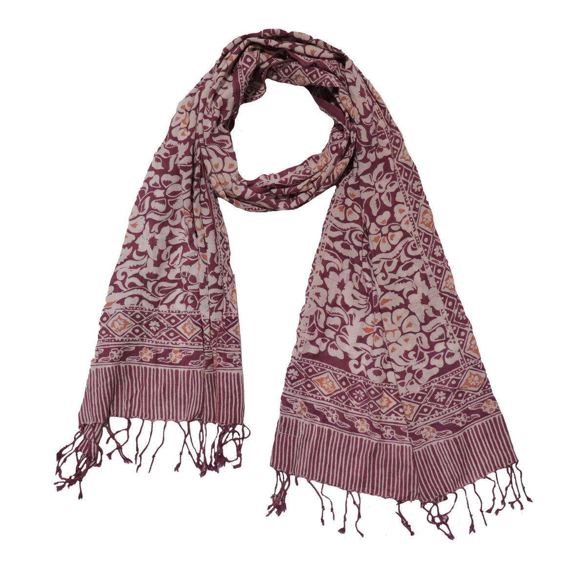 Hand Dyed Batik Scarf - Soft Cotton - Plum Haze, Purple - Che Cose Belle