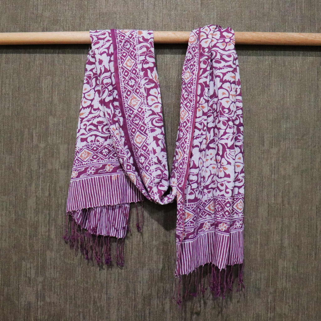 Hand Dyed Batik Scarf - Soft Cotton - Plum Haze, Purple - Che Cose Belle