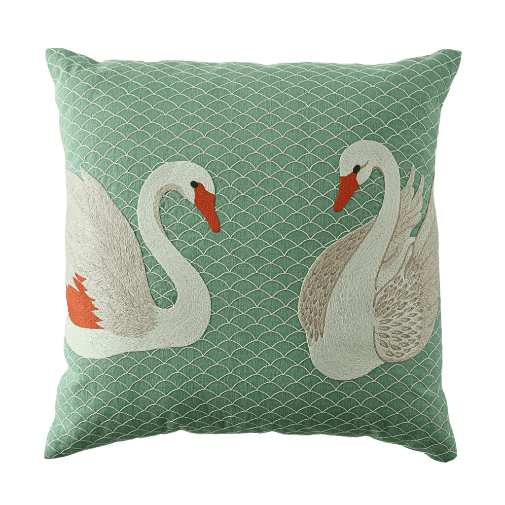 Hand Embroidered Birds Pillow Cover 20" x 20" - Che Cose Belle