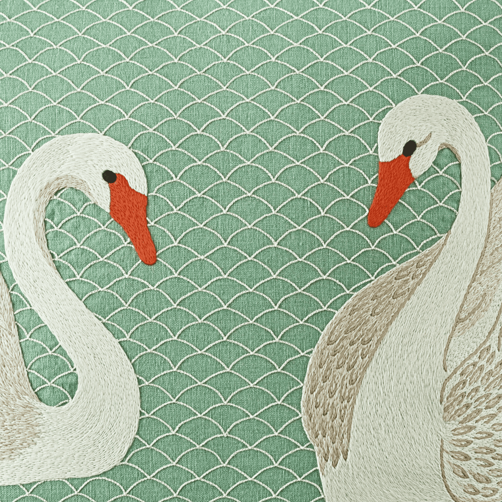 Hand Embroidered Birds Pillow Cover 20" x 20" - Che Cose Belle