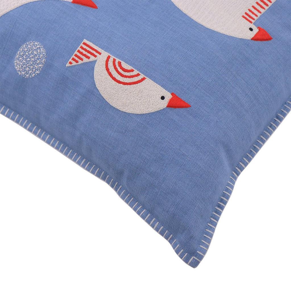 Hand Embroidered Birds Pillow Cover 20" x 20" - Che Cose Belle