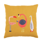 Hand Embroidered Birds Pillow Cover 20" x 20" - Che Cose Belle