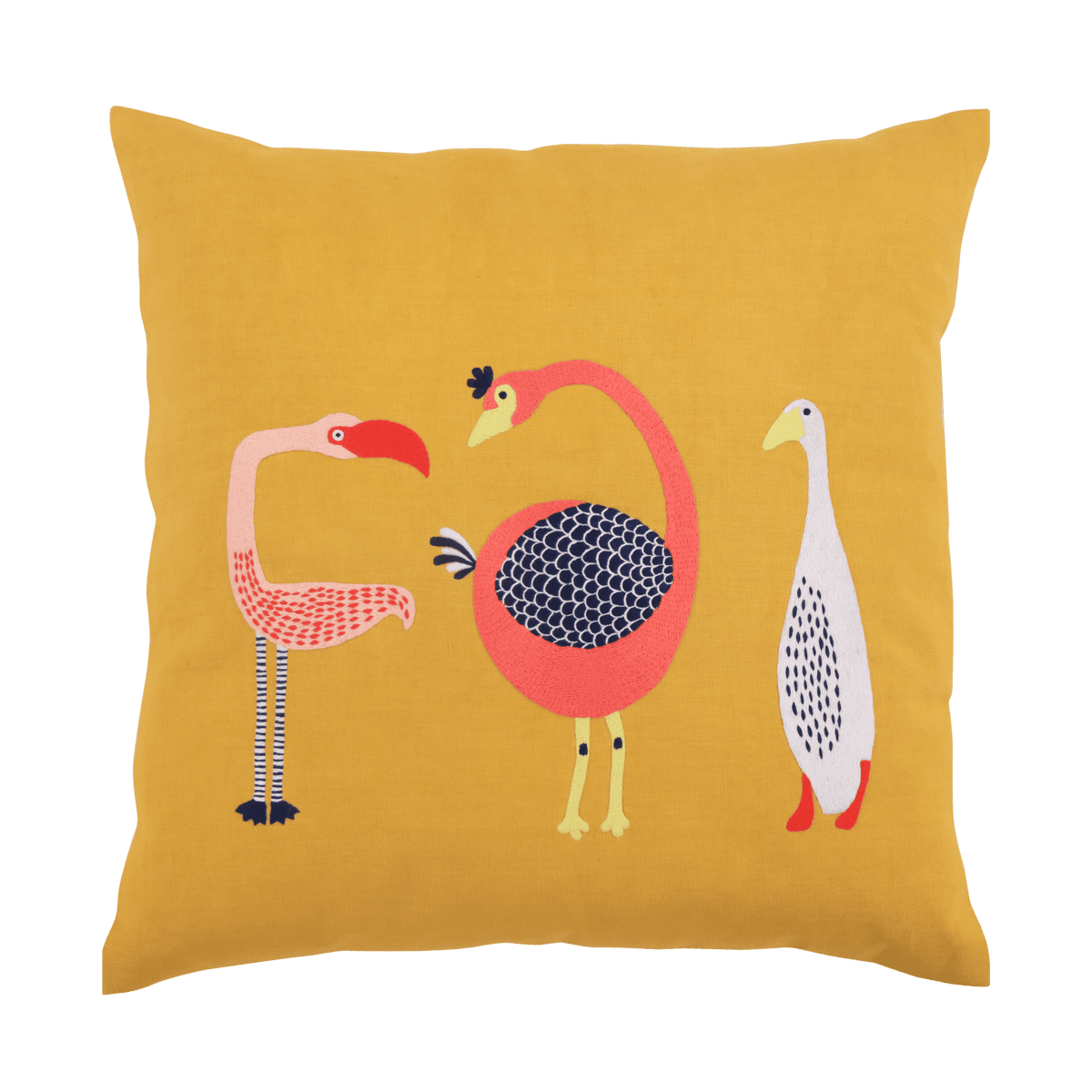 Hand Embroidered Birds Pillow Cover 20" x 20" - Che Cose Belle