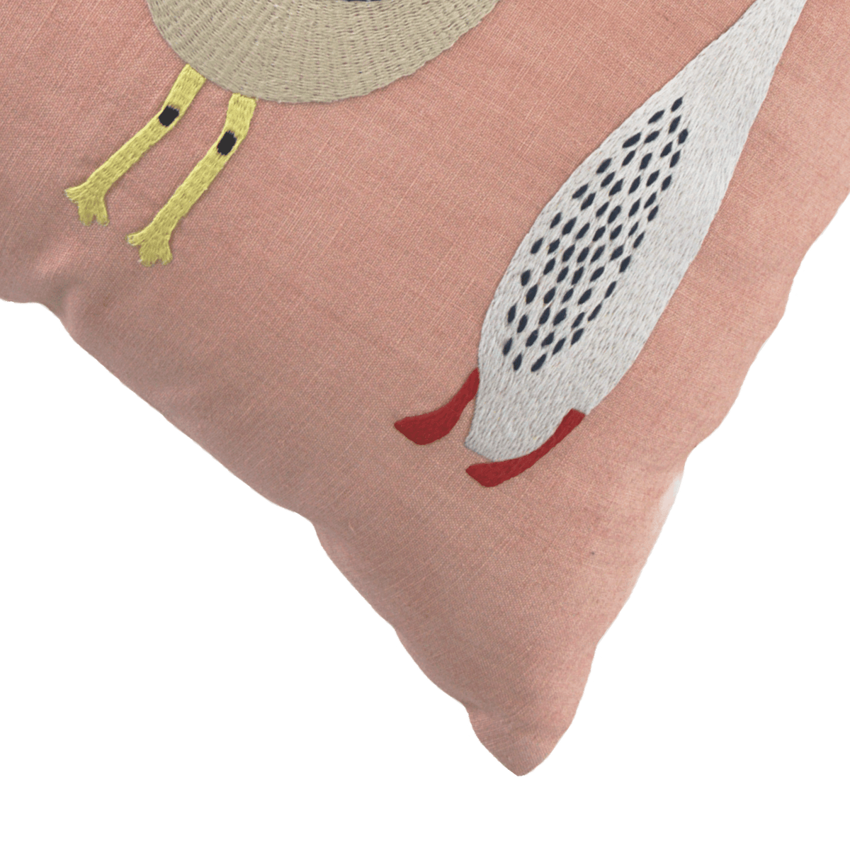 Hand Embroidered Birds Pillow Cover 20" x 20" - Che Cose Belle