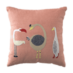 Hand Embroidered Birds Pillow Cover 20" x 20" - Che Cose Belle
