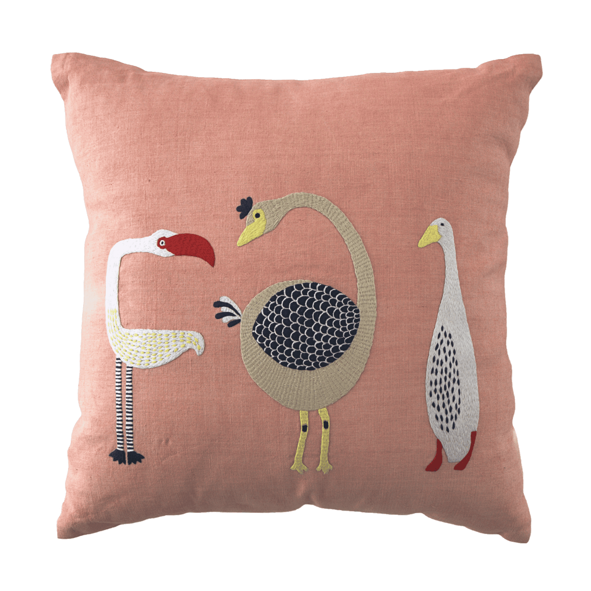 Hand Embroidered Birds Pillow Cover 20" x 20" - Che Cose Belle