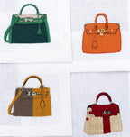 Hand Embroidered Handbags Cocktail Napkins 6" x 6" (Set of 4) - Che Cose Belle