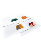 Hand Embroidered Handbags Cocktail Napkins 6" x 6" (Set of 4) - Che Cose Belle