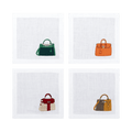 Hand Embroidered Handbags Cocktail Napkins 6" x 6" (Set of 4) - Che Cose Belle