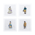 Hand Embroidered Ladies and Gentlemen Cocktail Napkins 6" x 6" (Set of 4) - Che Cose Belle