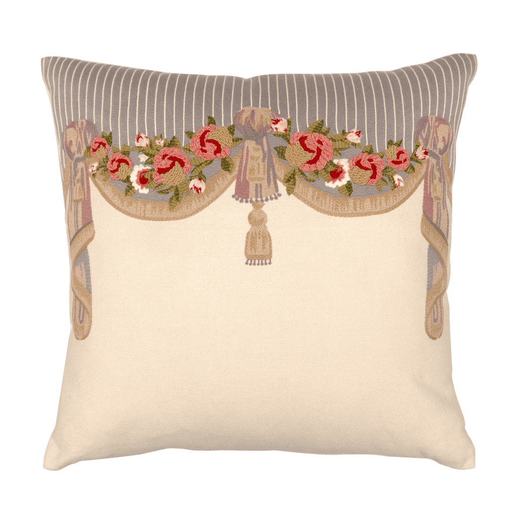 Hand Embroidered Silk Pillow Cover 20" x 20" - Che Cose Belle