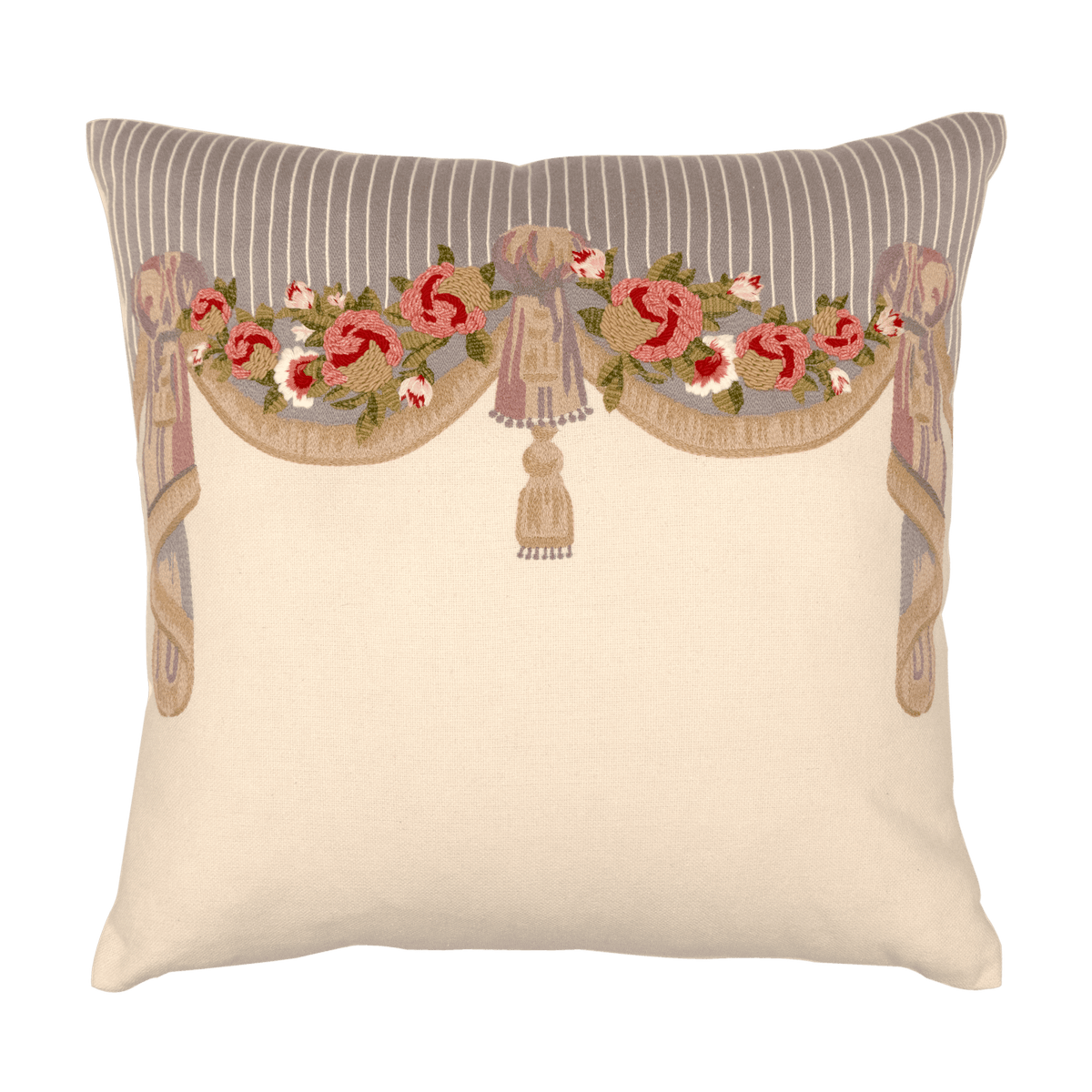 Hand Embroidered Silk Pillow Cover 20" x 20" - Che Cose Belle