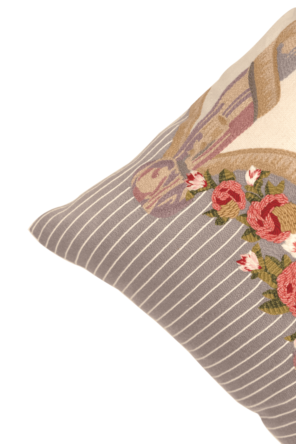 Hand Embroidered Silk Pillow Cover 20" x 20" - Che Cose Belle