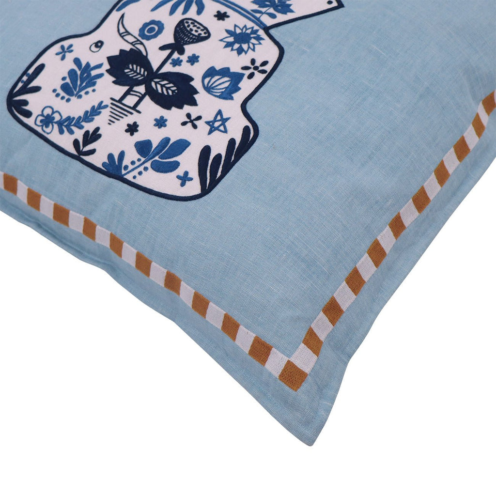 Hand Embroidered Still Life Pillow Cover 20" x 20" - Che Cose Belle