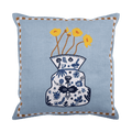Hand Embroidered Still Life Pillow Cover 20" x 20" - Che Cose Belle