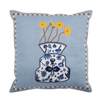 Hand Embroidered Still Life Pillow Cover 20" x 20" - Che Cose Belle