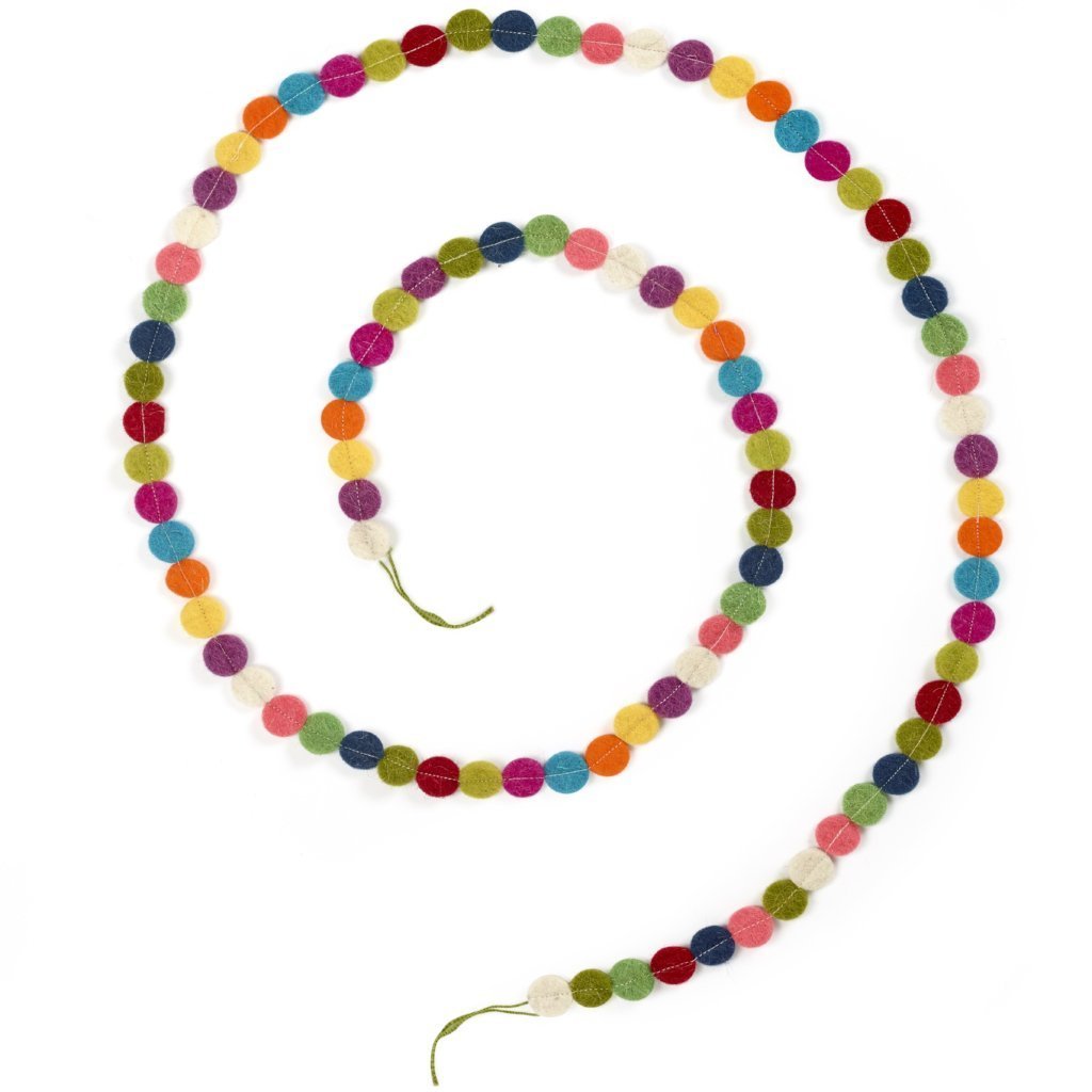 Hand Felted Wool Christmas Garland and Bunting - Multicolor Dots - 6' Arcadia Home - Che Cose Belle