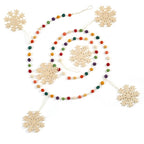Hand Felted Wool Christmas Garland and Bunting - Multicolor Dots White Snowflakes - 6' Arcadia Home