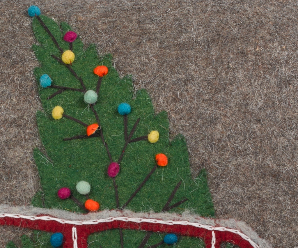 Hand Felted Wool Christmas Pillow - Car Tree Gray - 20" Arcadia Home - Che Cose Belle