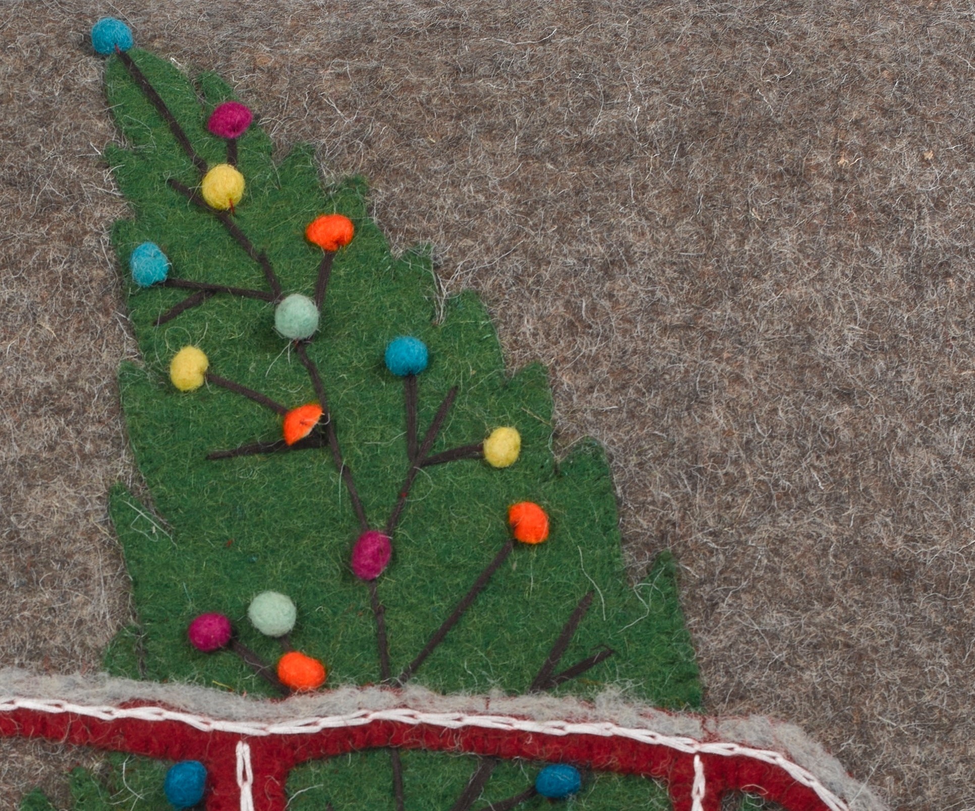 Hand Felted Wool Christmas Pillow - Car Tree Gray - 20" Arcadia Home - Che Cose Belle