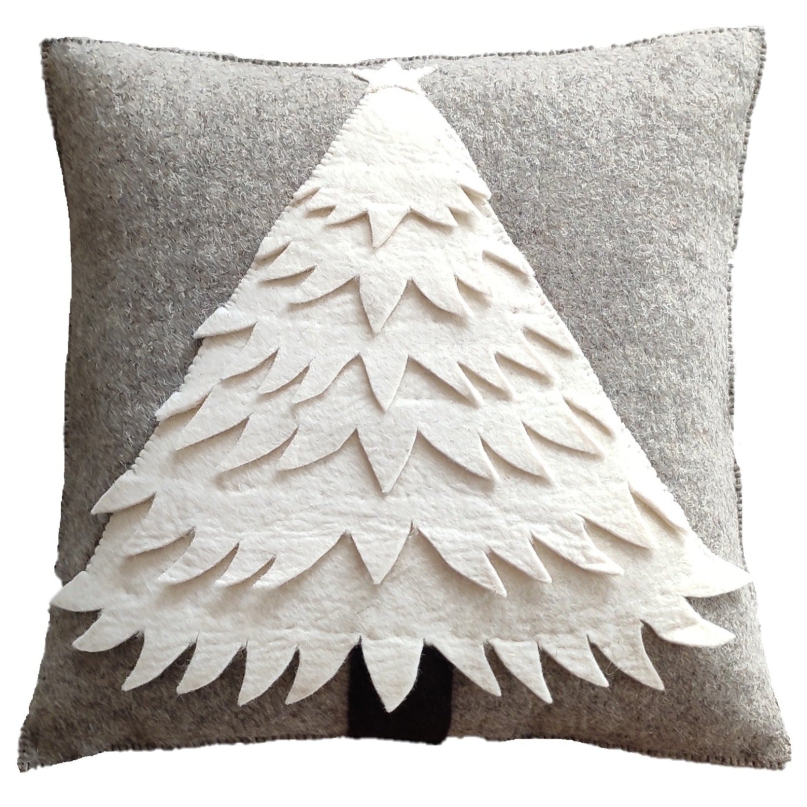 Hand Felted Wool Christmas Pillow Cover - Cream Tree Gray - 20" Arcadia Home