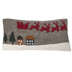 Hand Felted Wool Christmas Pillow Cover, Sleigh Village‚ 12"x24"Arcadia Home - Che Cose Belle