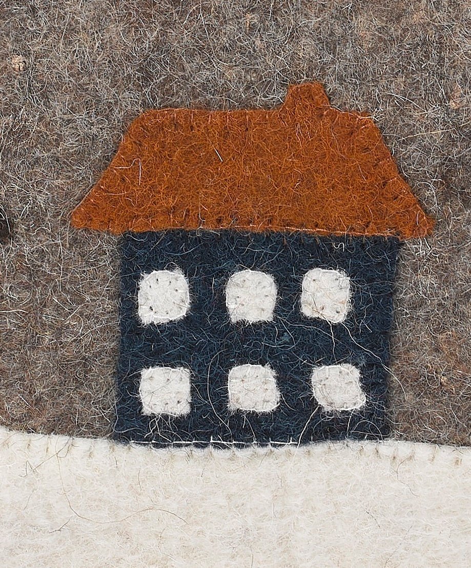 Hand Felted Wool Christmas Pillow Cover, Sleigh Village‚ 12"x24"Arcadia Home - Che Cose Belle
