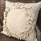 Hand Felted Wool Christmas Pillow, Cream Wreath‚ 20" Arcadia Home - Che Cose Belle