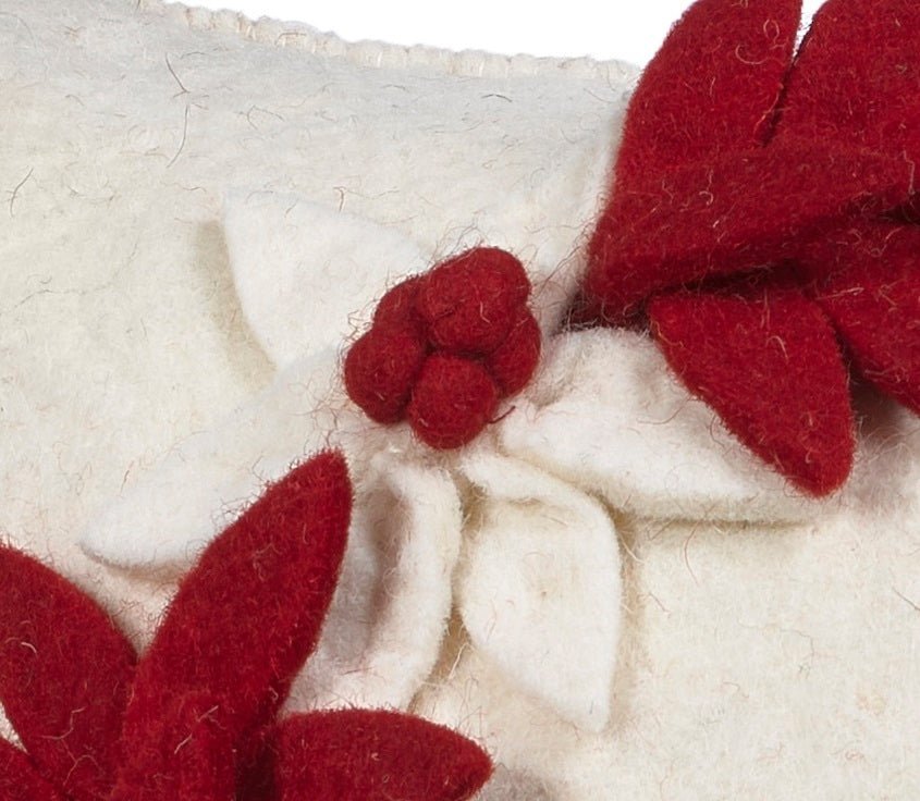 Hand Felted Wool Christmas Pillow - JOY Wreath Cream - 20" Arcadia Home - Che Cose Belle