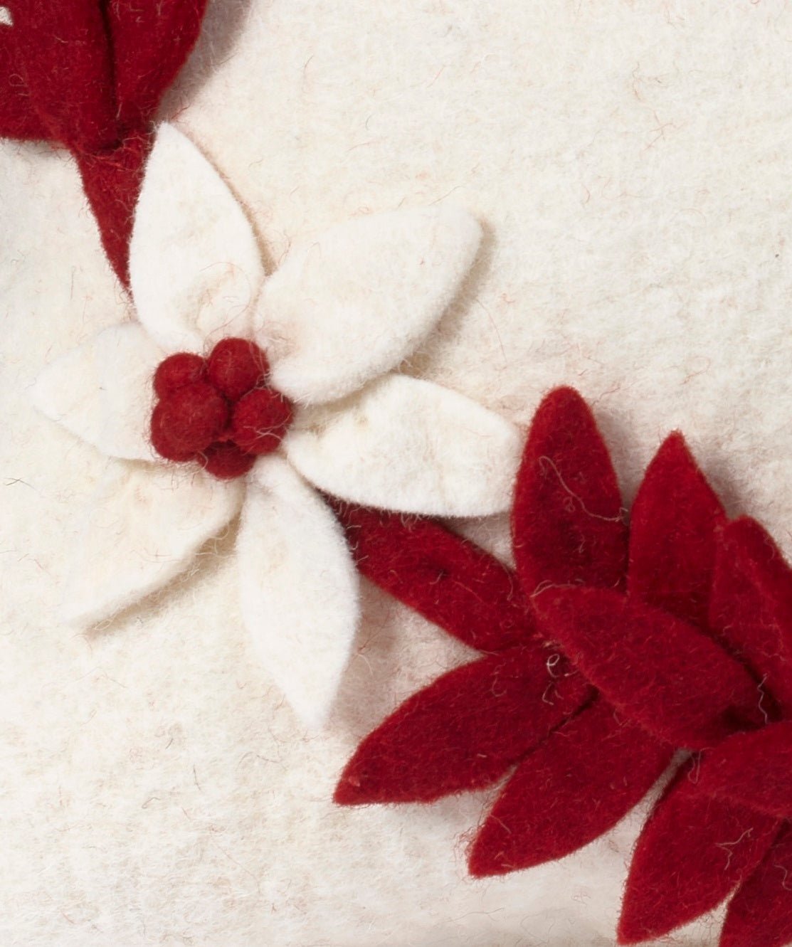 Hand Felted Wool Christmas Pillow - MERRY Wreath Cream - 20" Arcadia Home - Che Cose Belle