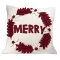 Hand Felted Wool Christmas Pillow - MERRY Wreath Cream - 20" Arcadia Home - Che Cose Belle