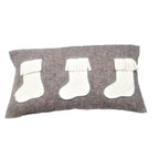 Hand Felted Wool Christmas Pillow – White Stockings Gray – 12x24” Arcadia Home