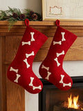 Hand Felted Wool Christmas Stocking - Bones Red Arcadia Home - Che Cose Belle
