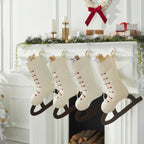 Ice Skate Hand Felted Wool Cream Christmas Stocking Skate Arcadia Home