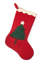 Hand Felted Wool Christmas Stocking - Tree Red Arcadia Home