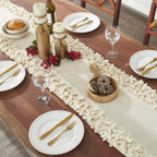 Hand Felted Wool Floral Border Table Runner Cream, 16x90" Arcadia Home - Che Cose Belle