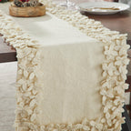 Hand Felted Wool Floral Border Table Runner Cream, 16x90" Arcadia Home - Che Cose Belle