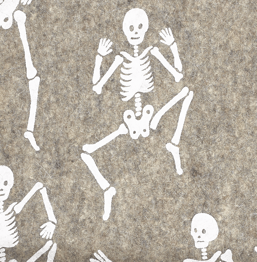 Hand Felted Wool Halloween Skeleton Table Runner - 16x72" Arcadia Home