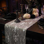 Hand Felted Wool Halloween Skeleton Table Runner - 16x72" Arcadia Home
